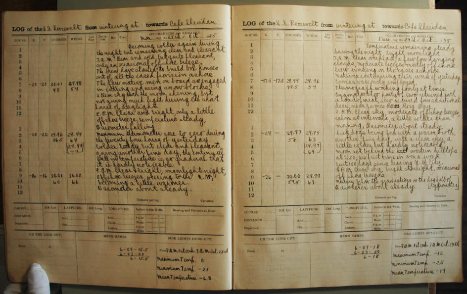 Ross Marvin's Roosevelt 1905-06 log Ross Marvin's Roosevelt ship log
